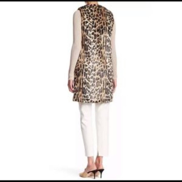 Alice + Olivia Animal Print Leopard Faux Fur Longline vest Womens Size XS/S - Picture 15 of 15